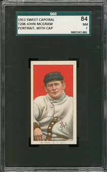 1909-11 T206 White Border John McGraw, Portrait, With Cap – SGC 84 NM 7 "1 of 1!"
